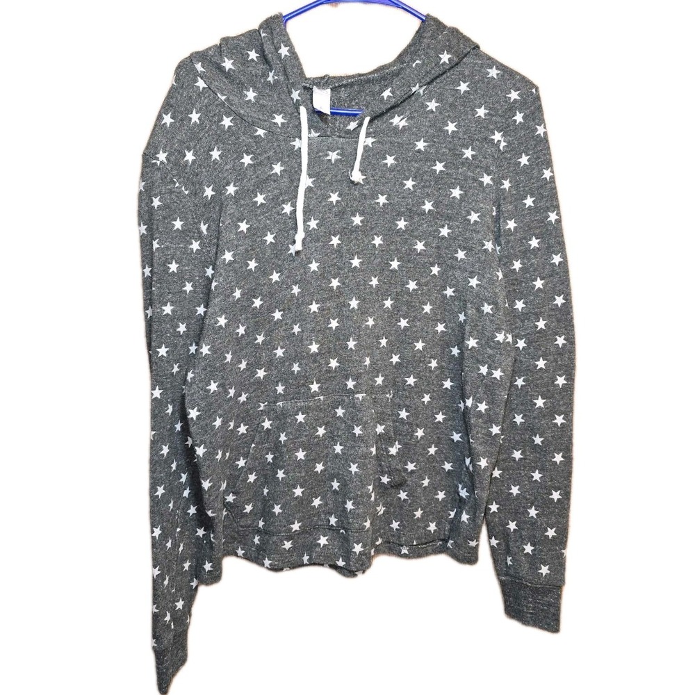 Alternative Apparel Star Print Hoodie EUC Womens L Lightweight Casual‎ ⭐
